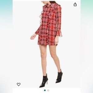 NWT - Jack by Bb Dakota Cherry Red Shirt Chiffon Dress. Size Small NWT